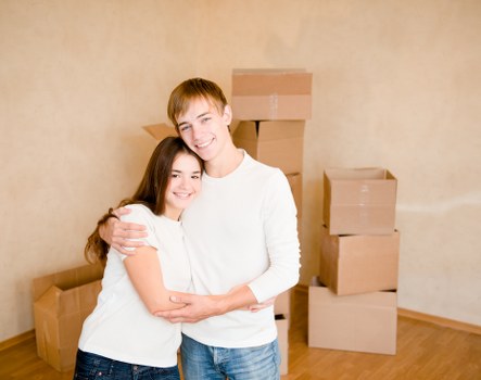 Boxes and furniture measured for cubic-yard storage pricing