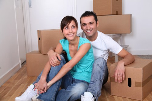 Packed boxes and furniture ready for local removals in Beddington