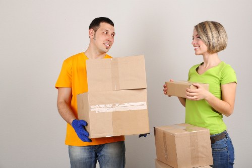 Charity donation collection with reusable furniture and boxes
